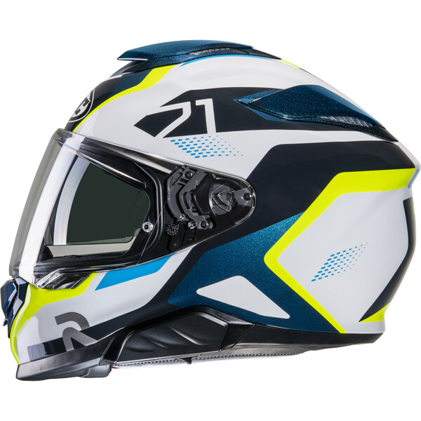 HJC - Casque RPHA 71 Hapel MC3H / Blanc / Bleu / Jaune fluo