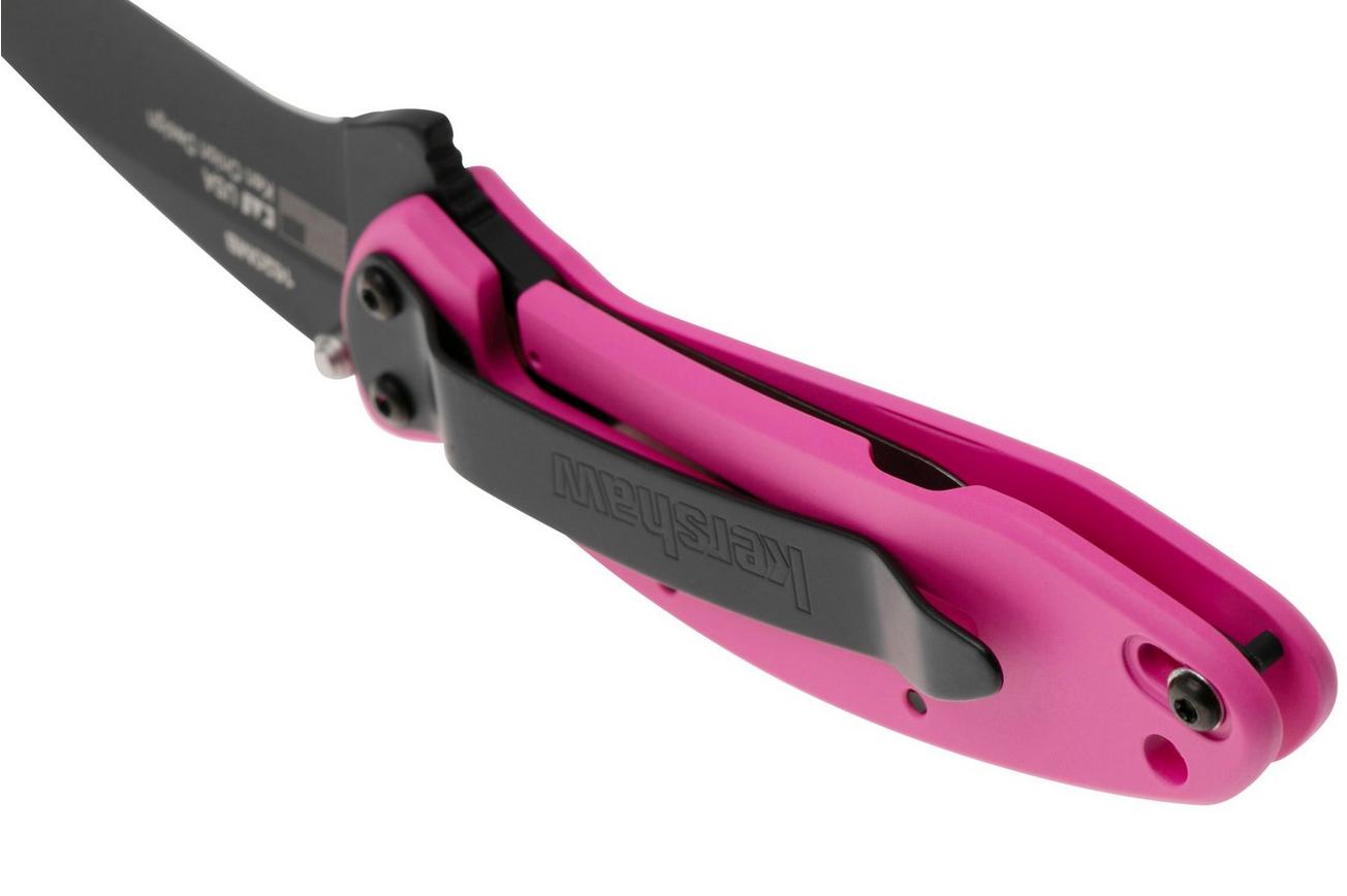 Kershaw Scallion Maycee Barber 1620MB Black Cerakote 420HC, Pink Cerakote Steel, Limited Edition zakmes, Ken Onion design