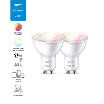 WiZ Connected LED spot GU10 50W 2 stuks kleur licht dimbaar
