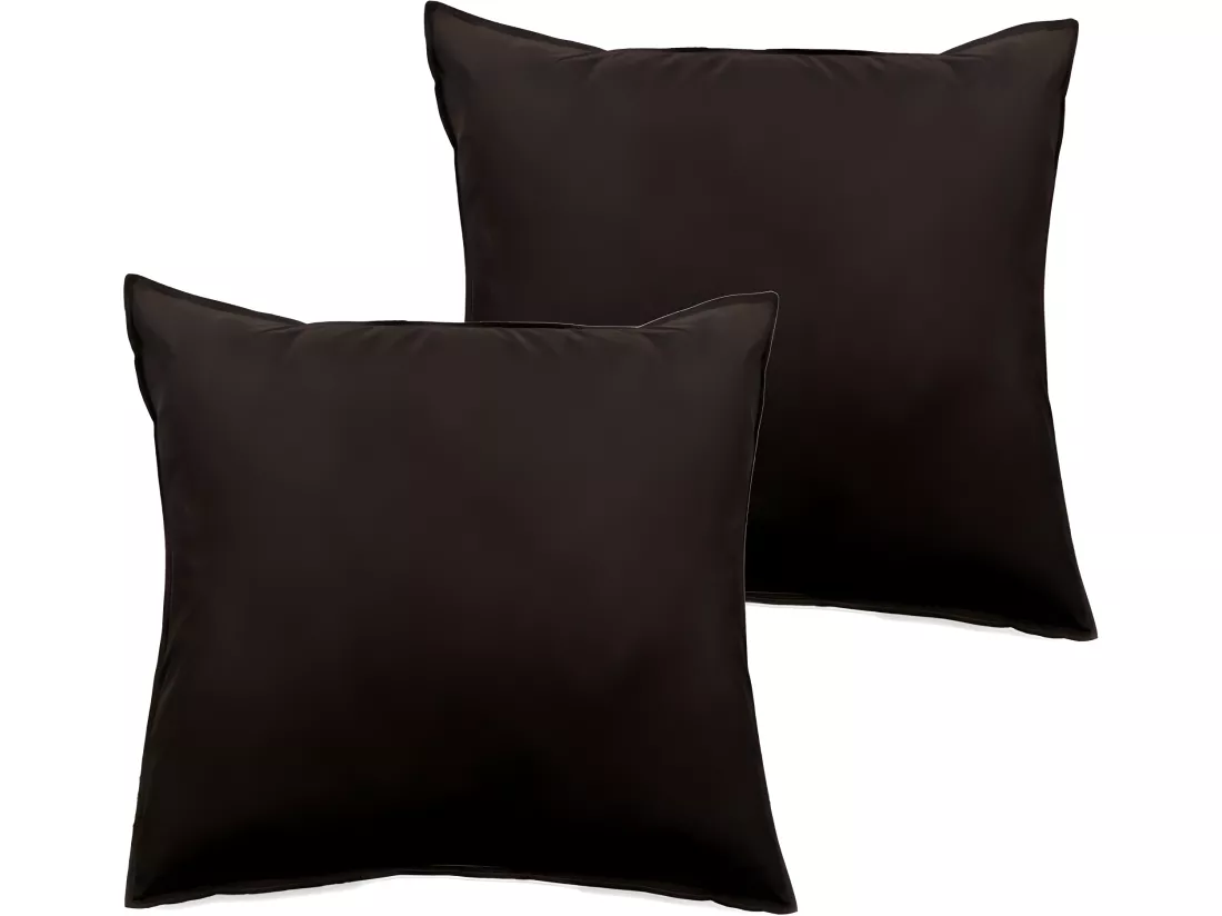Lot de 2 taies d’oreiller Palace pur coton teint lavé 63 fils/cm² Vent du sud - Palace Café - Lot de 2 taies d'oreiller 65 x 65 cm