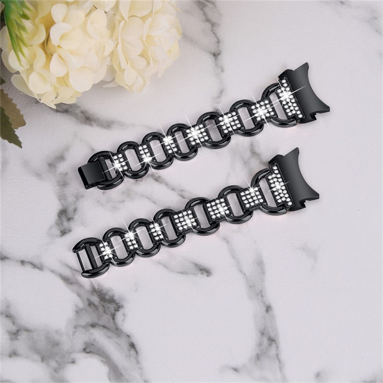 Samsung Galaxy Watch 5 (44/40mm) / Watch 5 Pro (45mm) Edelstahl Armband mit Strasssteinen (Gelenkumfang: 135-225mm) - Schwarz