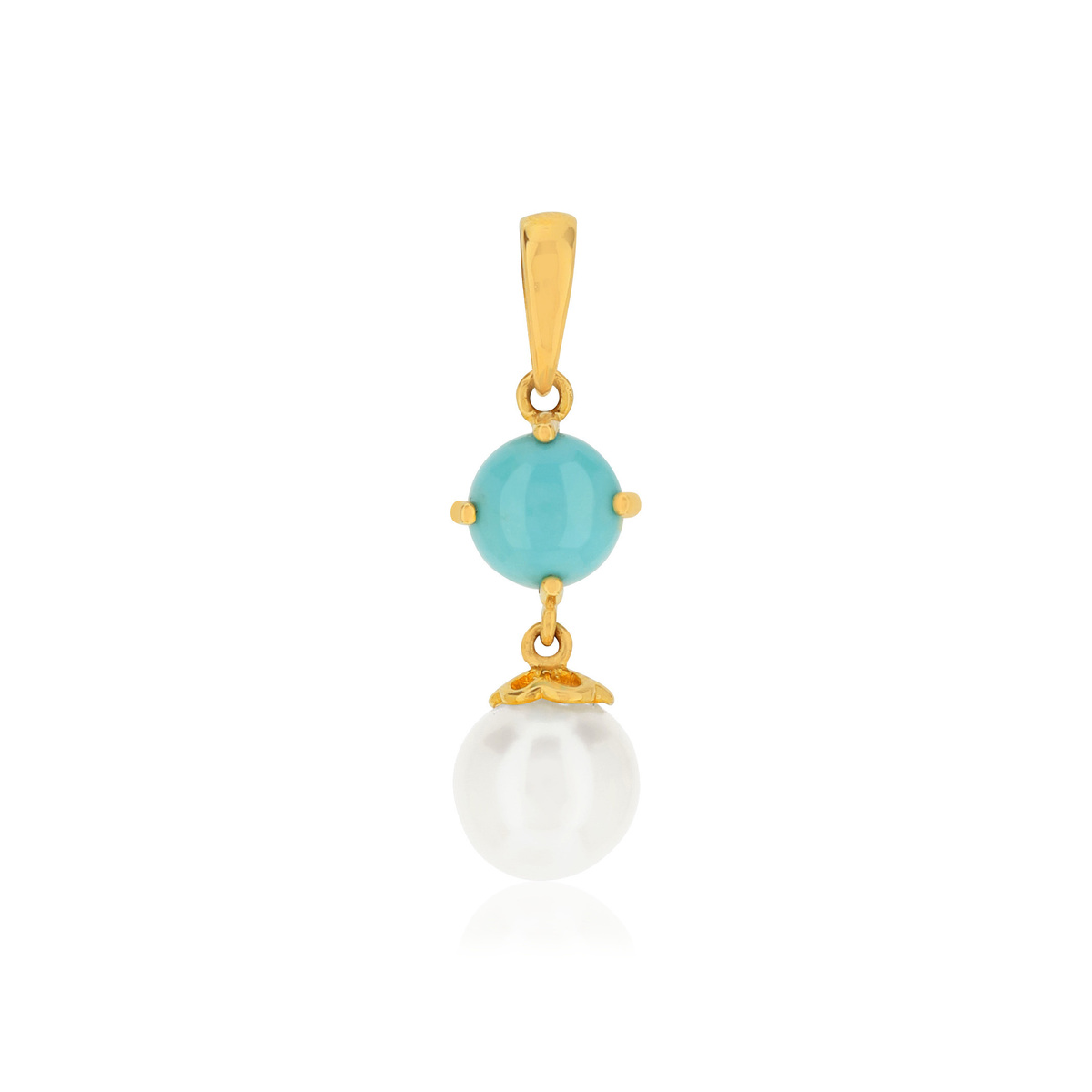 Pendentif MATY Or 375 jaune Turq imit perle