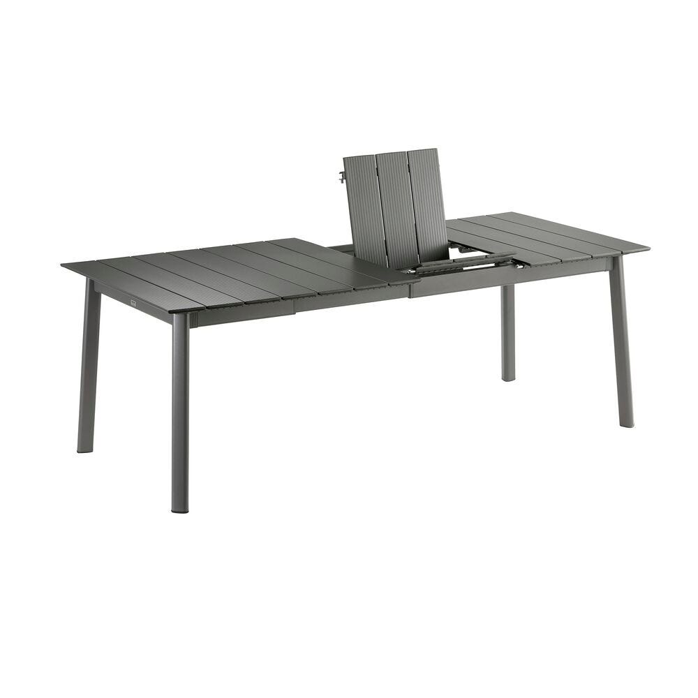 Set 1 ausziehbarer Gartentisch ALU und 6 Gartenstühle Oron Aluminium-Latten Dark Grey