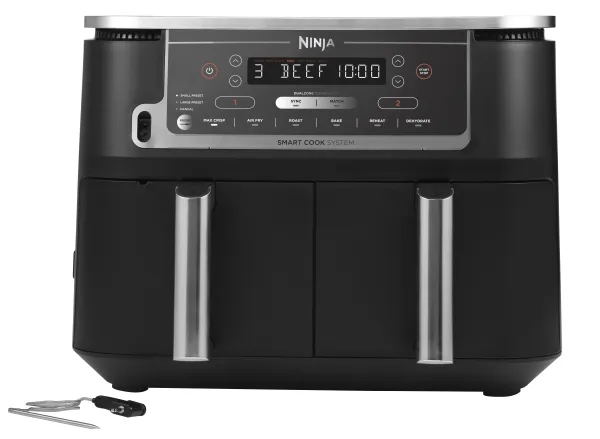 Ninja AF451EU, Varmluftsteger, 9,5 L, Enkelt, Sort, Berøring, LED