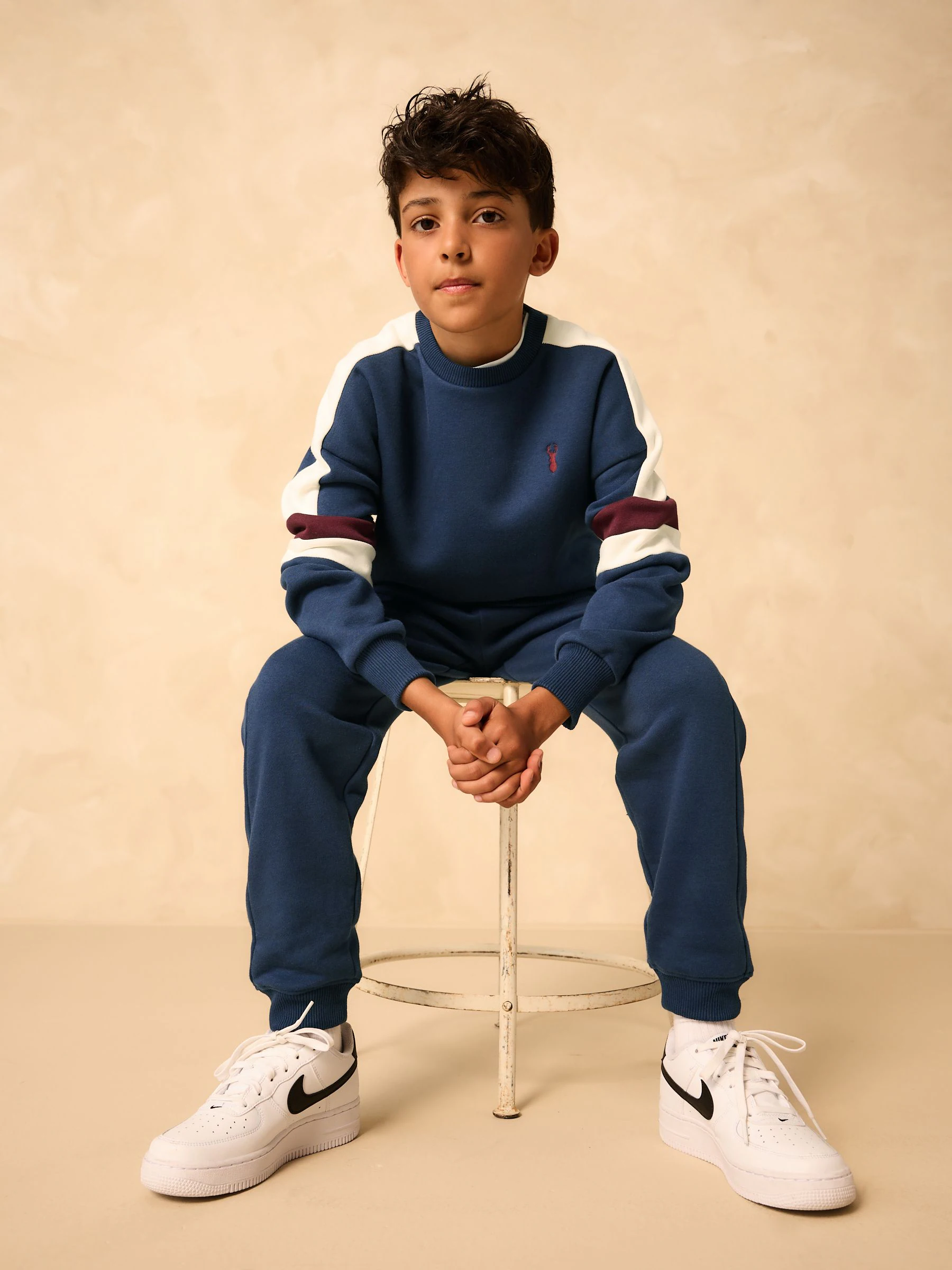 Marineblauw - Colourblock Crew Set
