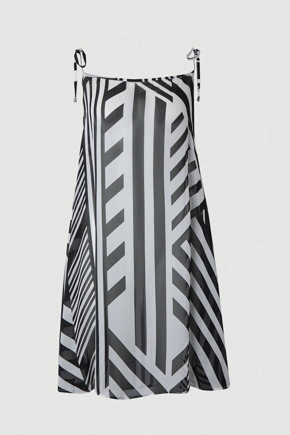 KarenMillen Jupe De Plage En Georgette De Viscose À Rayures Monochromes