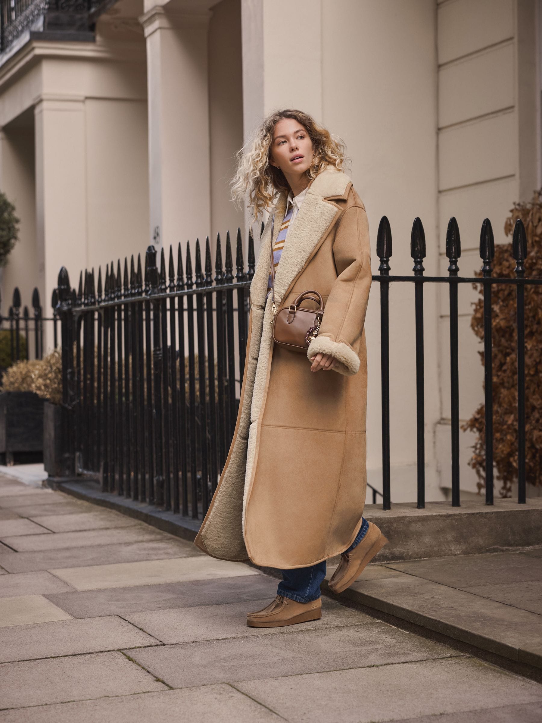Lichtbruin - Shearling Maxi Coat