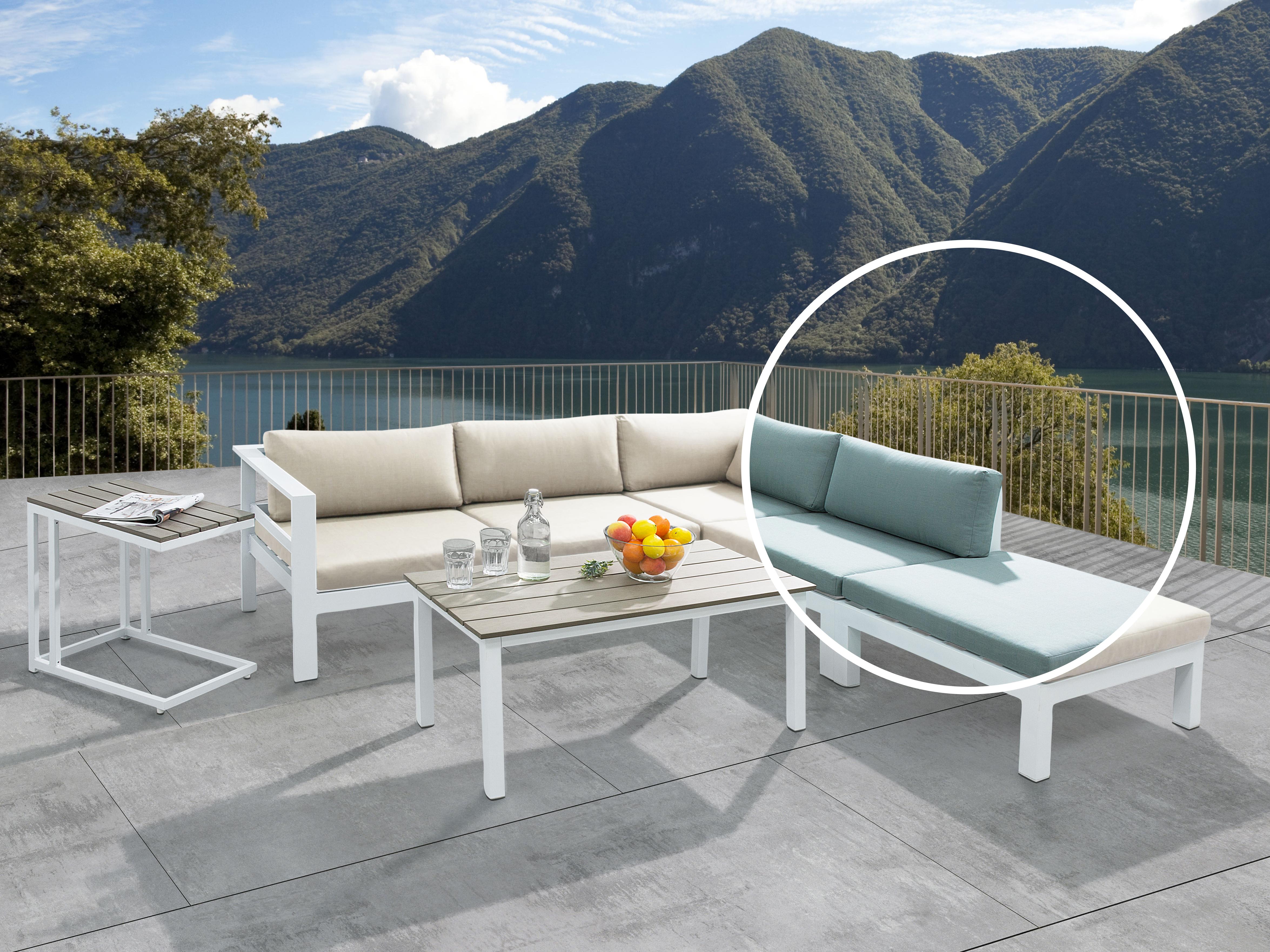 Tuin hoekloungeset met tafel 5-zits MESSINA linkszijdig Beige/groen