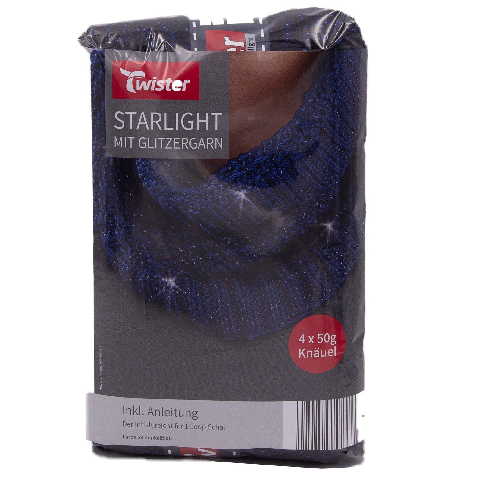 TWISTER Schal-Strickset Loop STARLIGHT - dunkelblau - mit Glanzeffekt