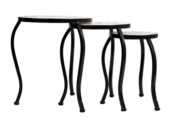 Ensemble de 3 supports en mosaïque et métal noirs