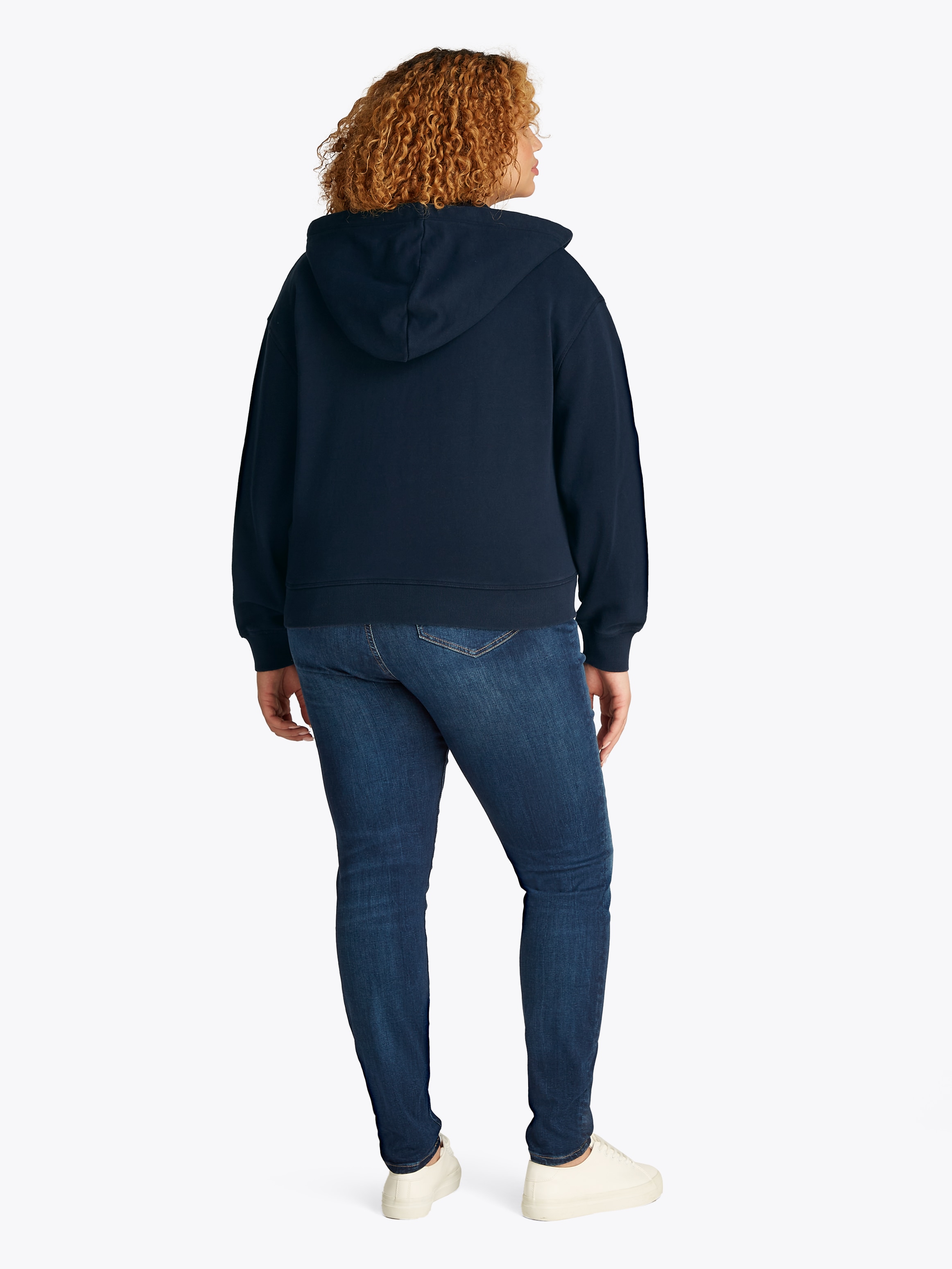 Tommy Hilfiger Curve Sweatjacke »CRV REG SCRIPT ZIP HOODIE«, in Grossen Grössen, Kapuze, Zipper, Logoschriftzug