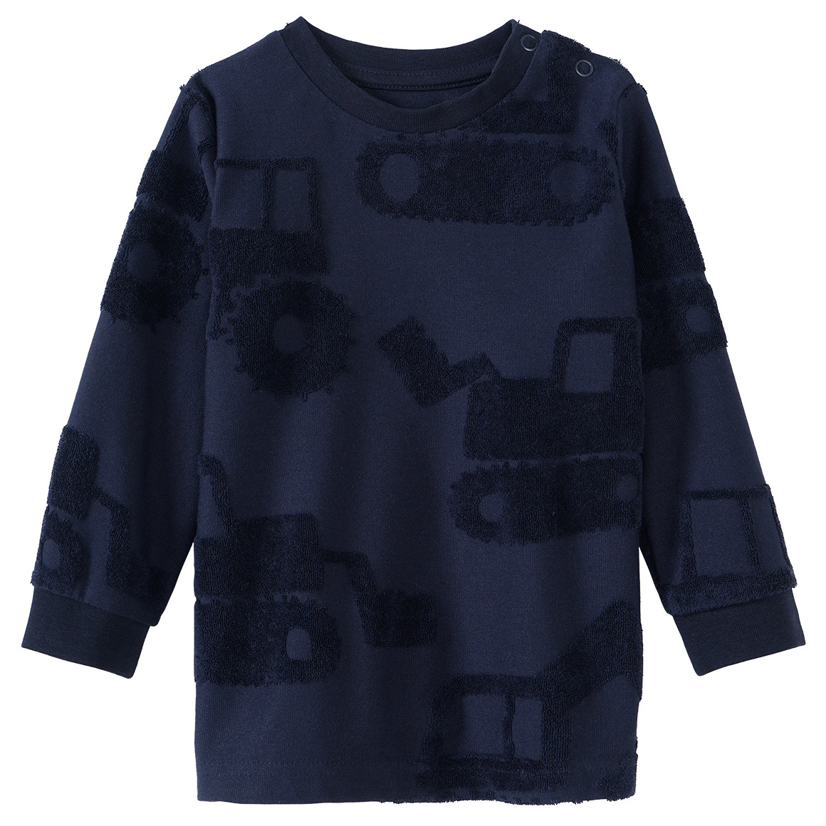 Topomini Baby Schlafanzug mit Baufahrzeugen dunkelblau