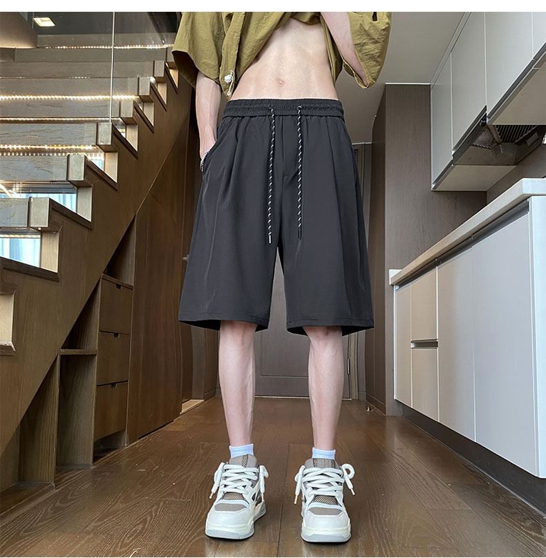 Breeson - Effen shorts met wijde pijpen en trekkoord in de taille