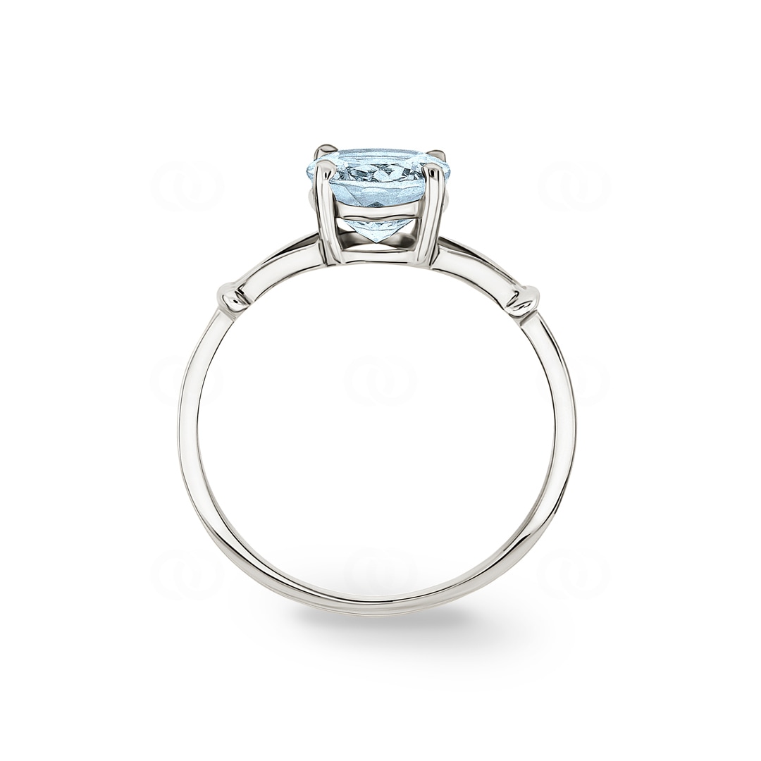 Damenring 750/18 K Weissgold mit Aquamarin oval