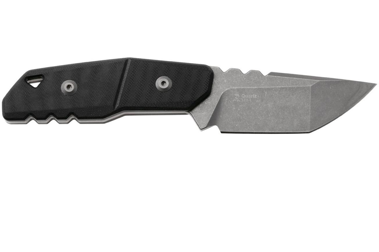 Kizer Vanguard Quartz 1086A2 Stonewashed PVD AEB-L, Black G10, vaststaand mes, Kornel Kiss design