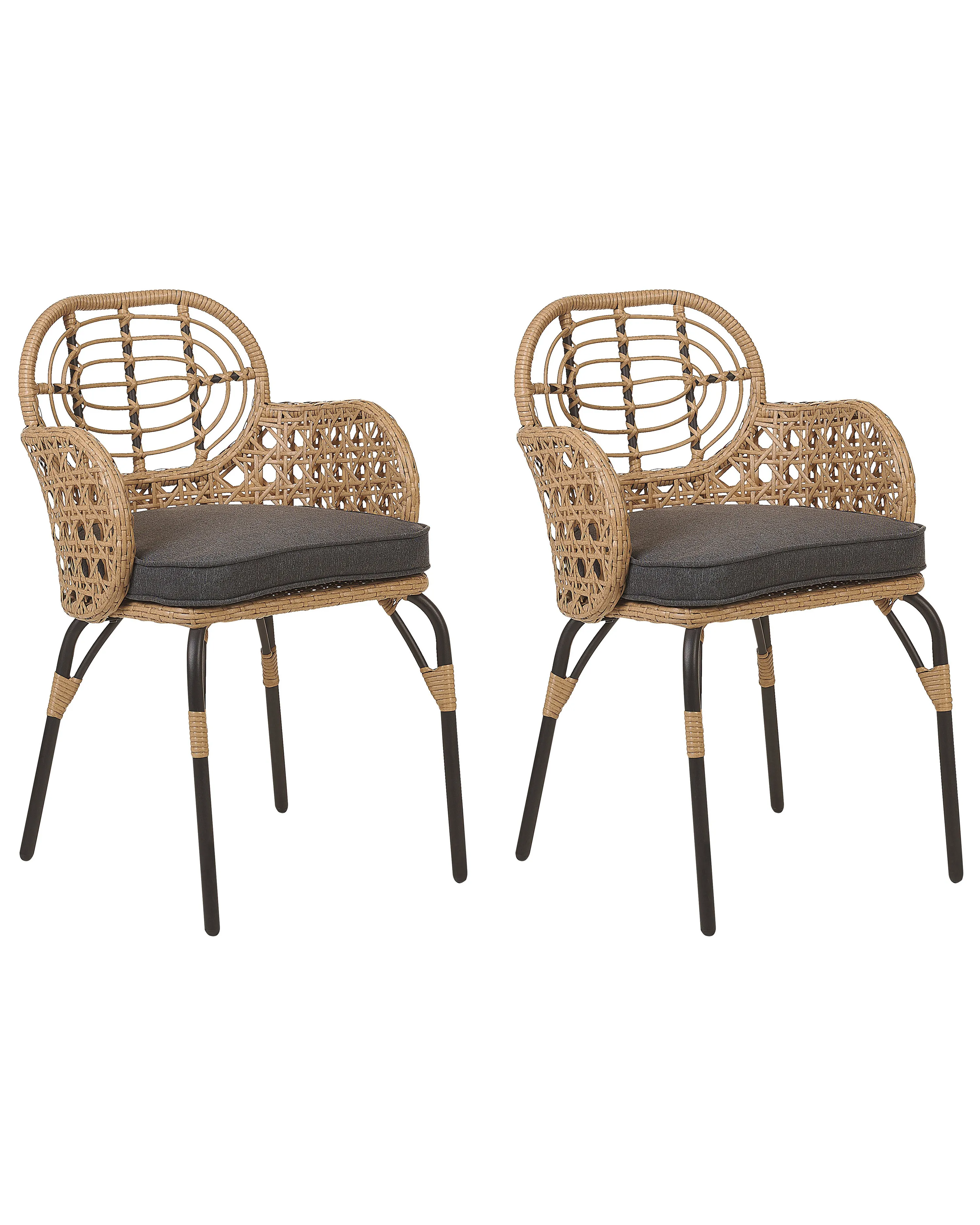 Set van 2 stoelen met zitkussen PRATELLO PE rotan Natuurlijk
