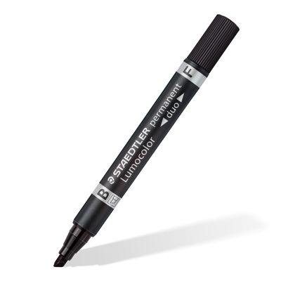 STAEDTLER LUMOCOLOR Duo - Marqueur permanent - double pointe fine et biseautée - noir