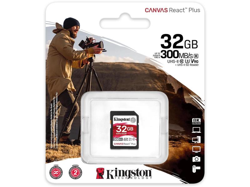 Kingston SDHC-Karte Canvas React Plus 32 GB Professionelle SDHC-Speicherkarte mit 32 GB