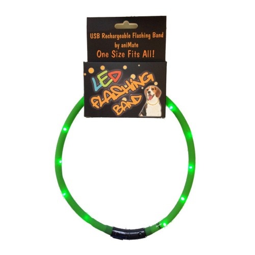 Pulseira LED verde para passear com o cachorro