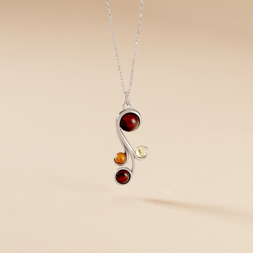 Collier Rislane Argent Blanc Ambre