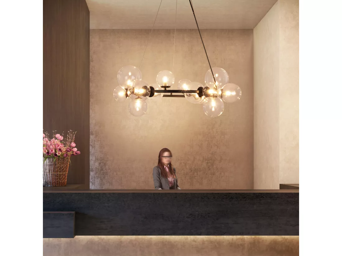 NETTLIFE Suspension table à manger lampe suspendue salon - G9 14 flammes escalier transparent moderne