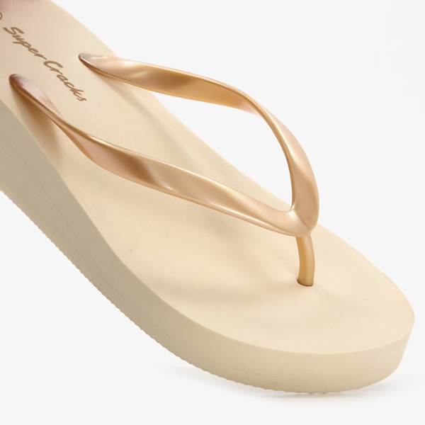 Supercracks dames teenslippers beige
