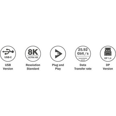 Câble adaptateur bidirectionnel USB Typ C vers DP
