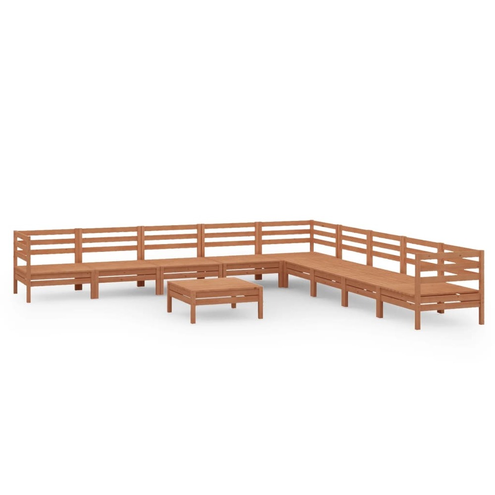 Salon de jardin meuble d'extérieur ensemble de mobilier 10 pièces bois de pin massif marron miel