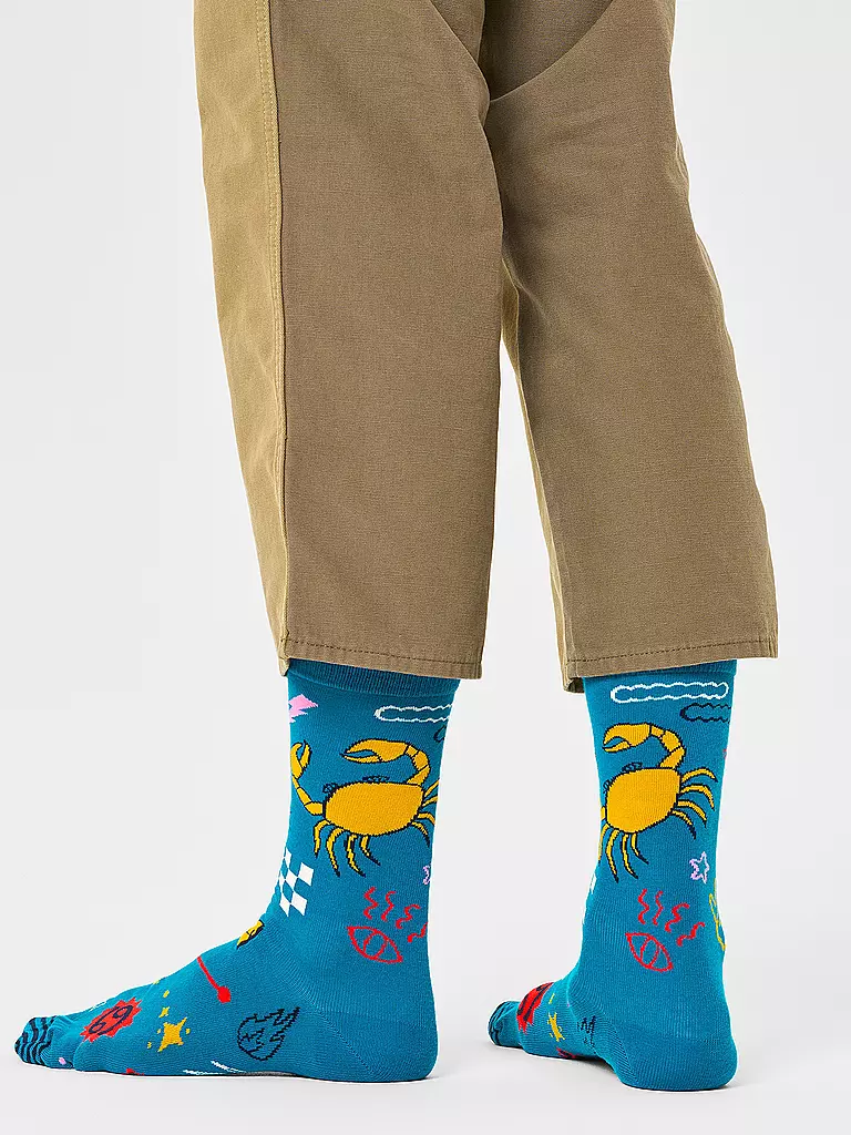 HAPPY SOCKS Herren Socken KREBS 41-46 white petrol