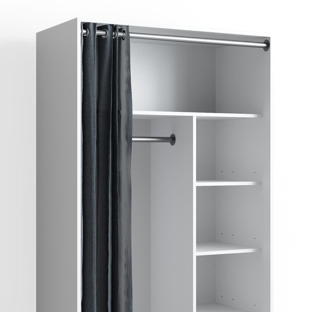 Vicco mobiler Kleiderschrank Dielenschrank Garderobe Doros Weiß 100 x 168 cm offen rollbar