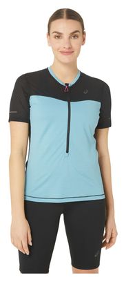 Maillot manches courtes Asics Fujitrail Run Noir Bleu Femme