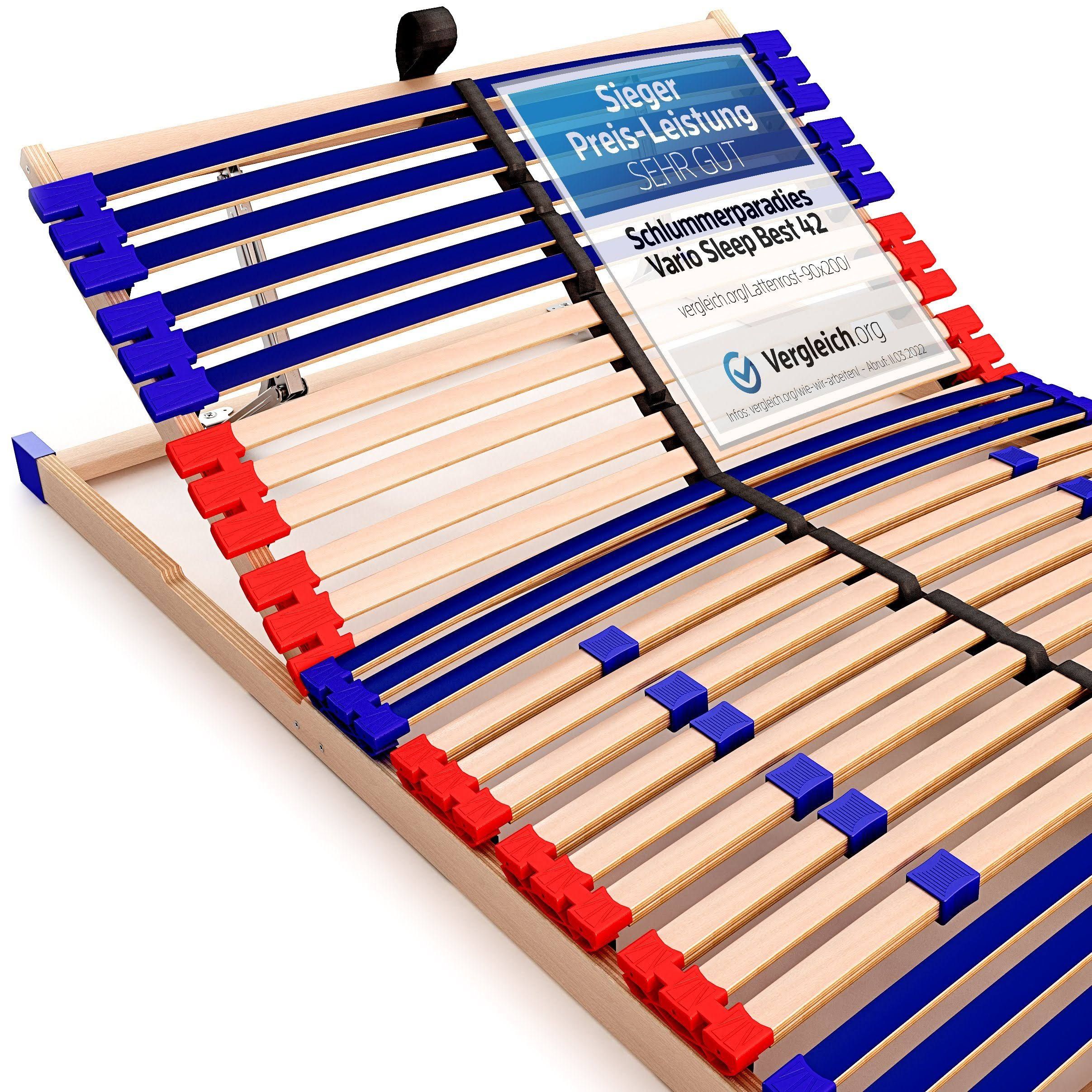 Schlummerparadies Lattenrost Vario Sleep Best 42 , Kopfteil manuell verstellbar, Fußteil nicht verstellbar, aus 100% BUCHE, 10 Jahre Garantie
