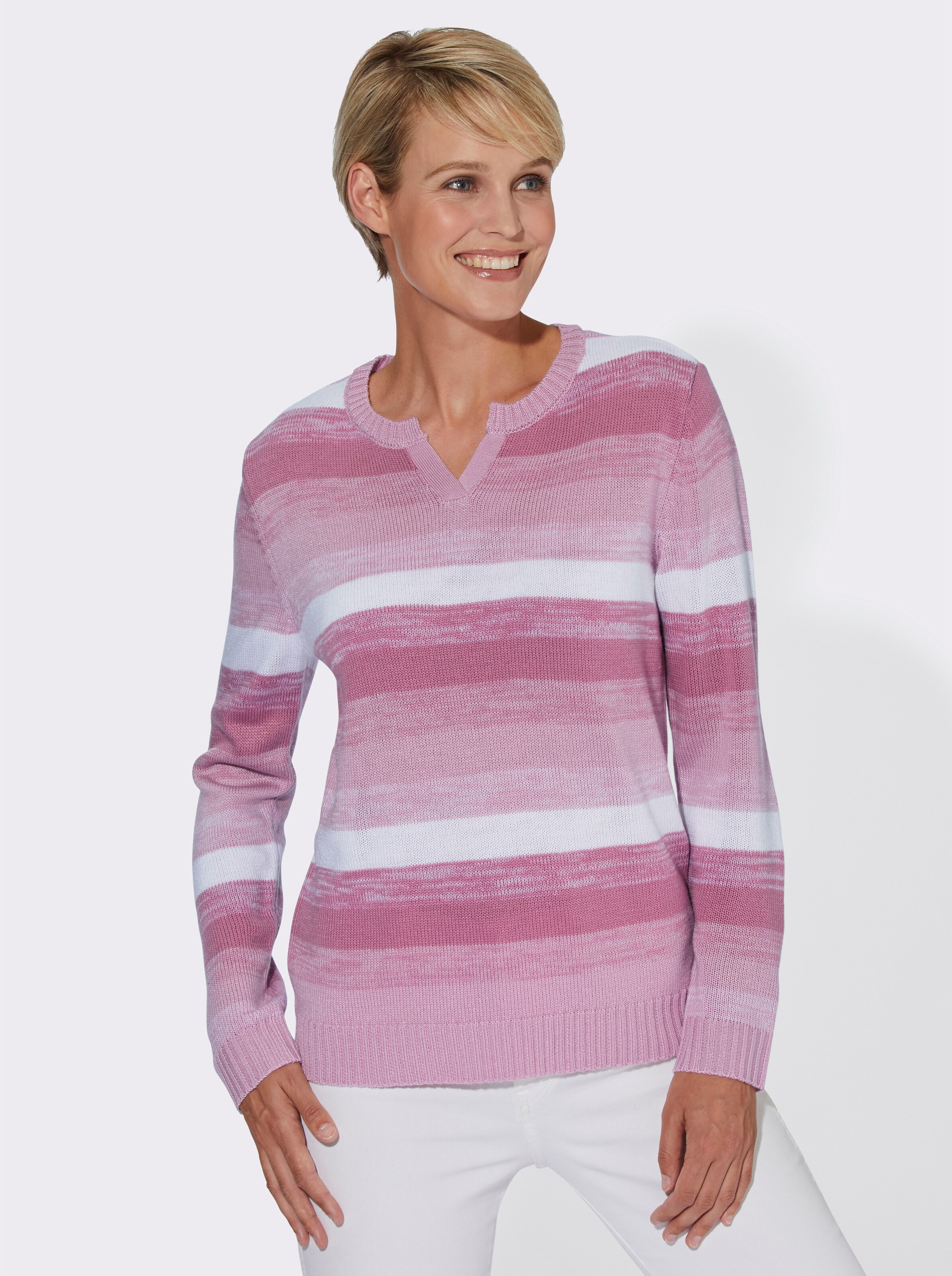 Langarm-Pullover im Streifen-Dessin