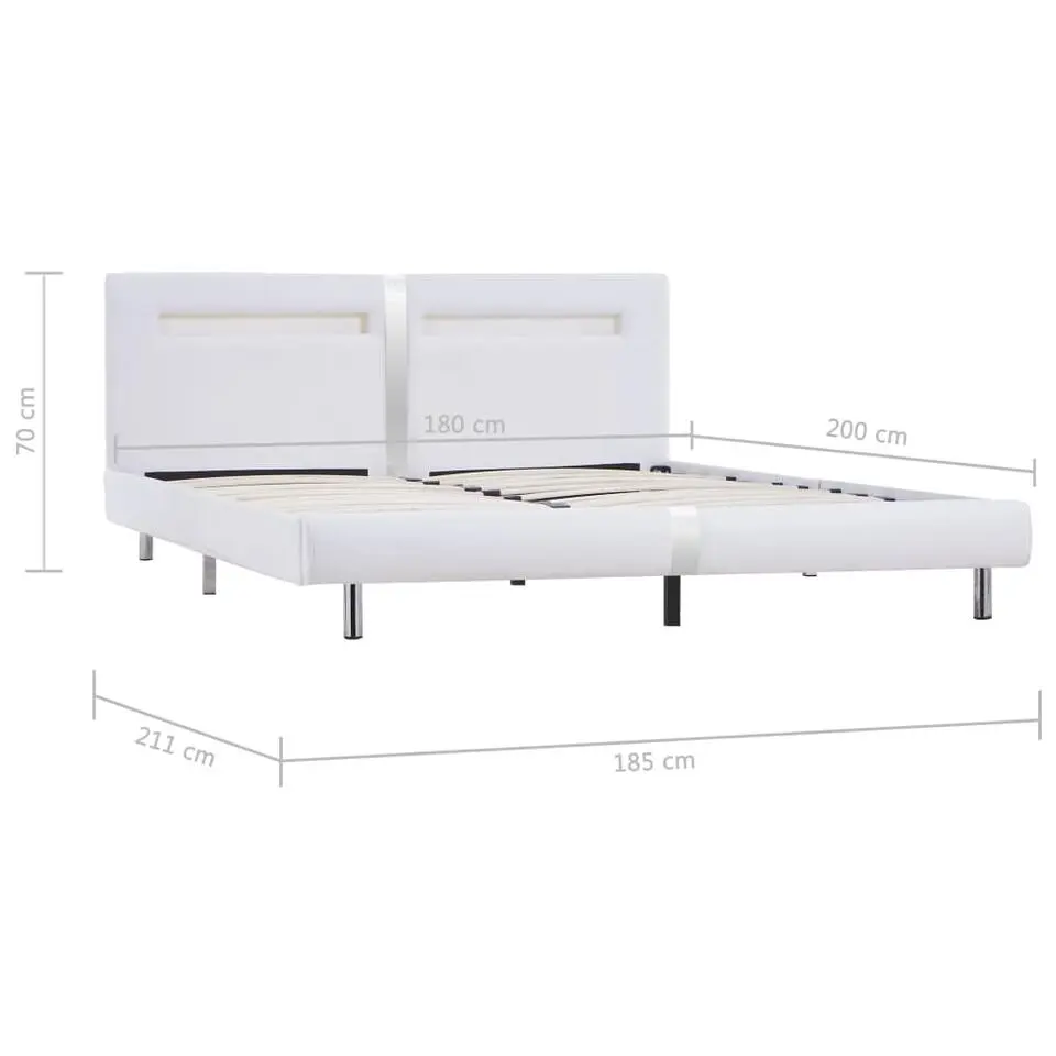 vidaXL - Tweepersoonbed met LED - Wit - Kunstleer - 180x200 cm