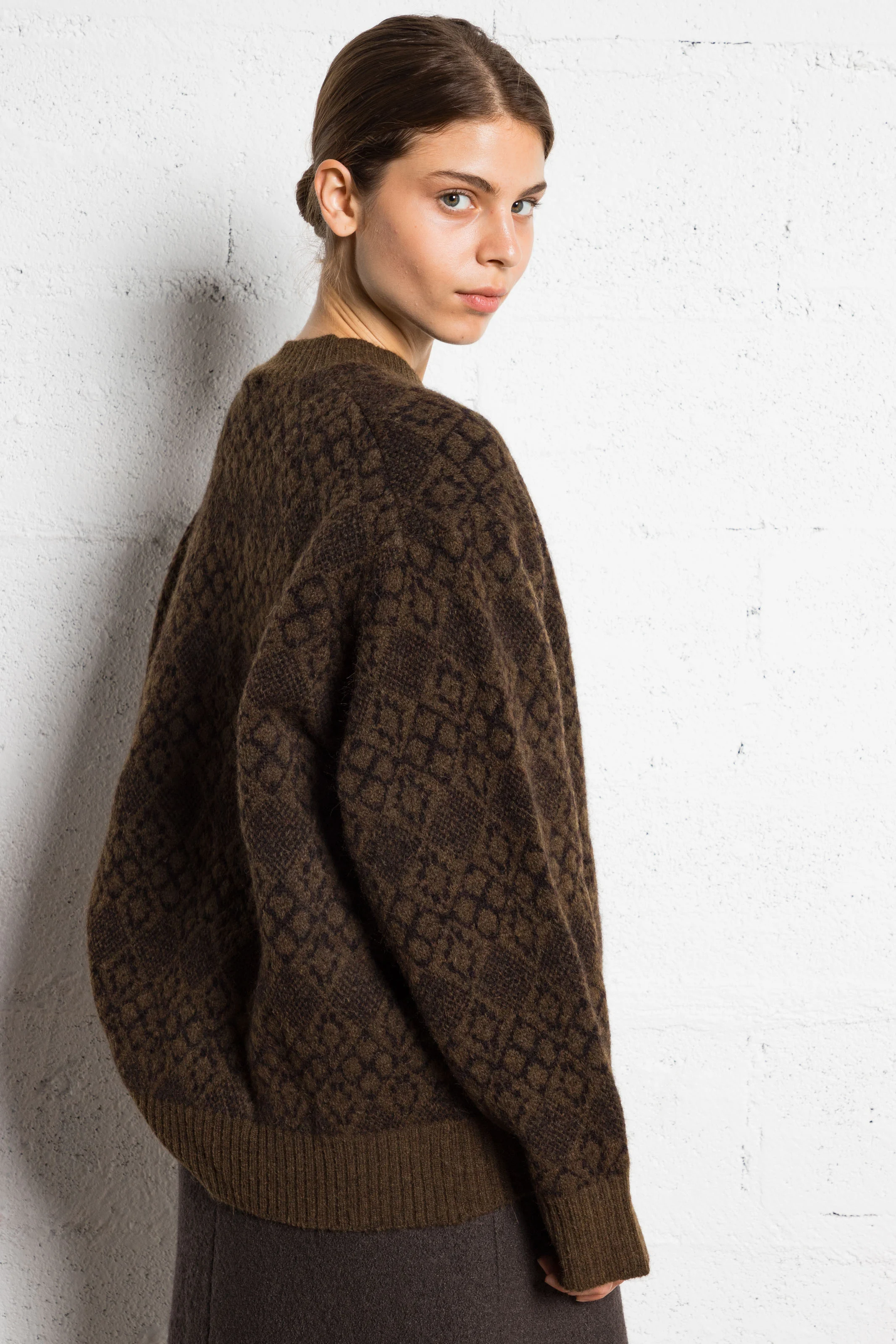 BIDART - Pull oversize en maille jacquard | Marron