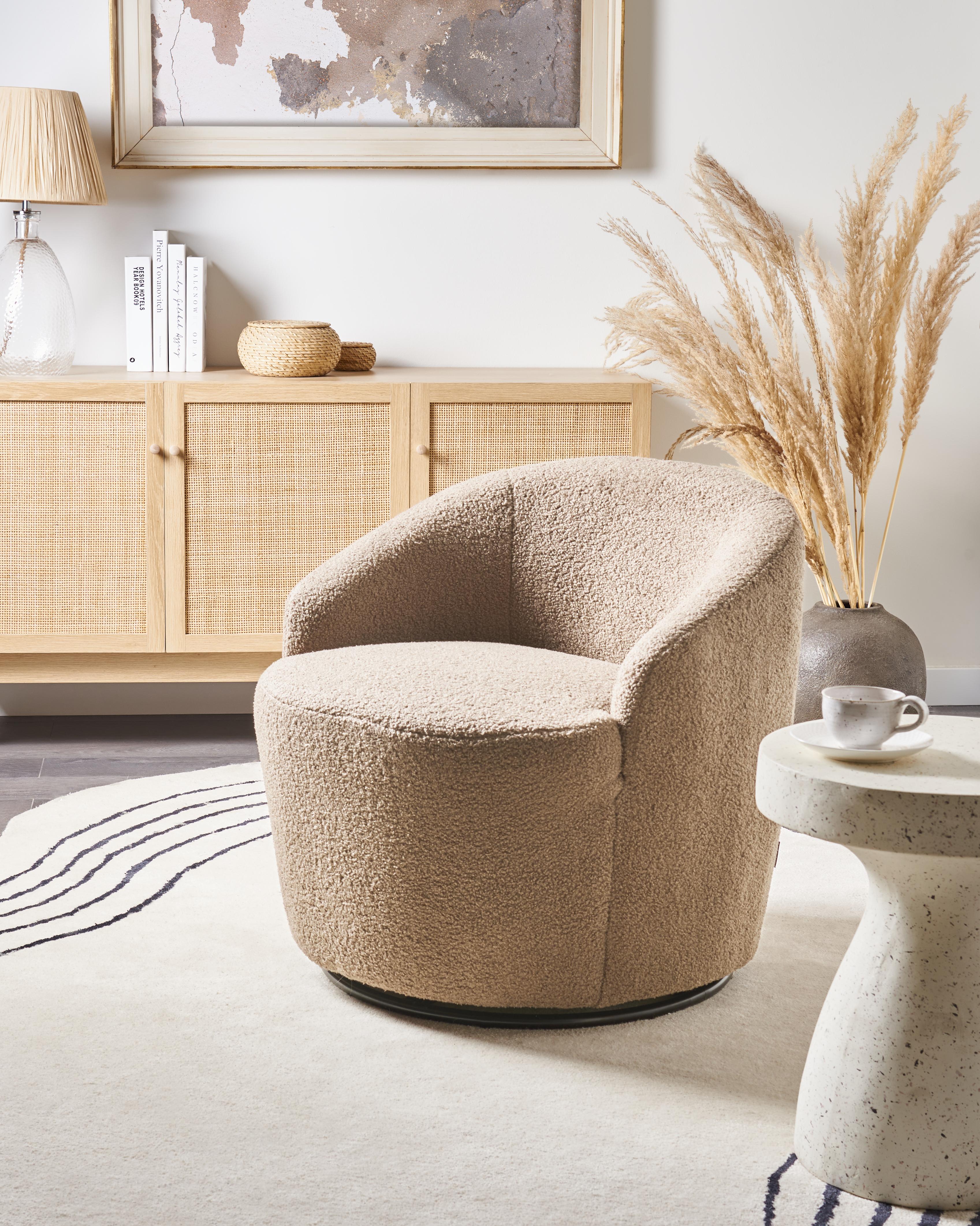 Draaifauteuil DAVIK Bouclé Taupe