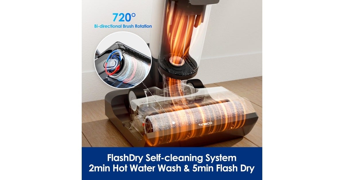 TinecoFloor One S6 Flashdry Pet nat- en droogstofzuiger & vloerreiniger nat- en droogzuiger  (Zwart, Stofzuigen en dweilen | oplaadbaar | iLoop Smart Sensor | FlashDry | app)