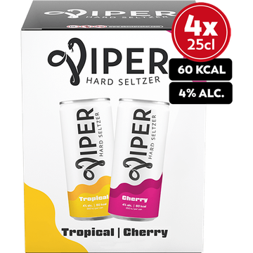 Viper Hard Seltzer Cherry / Tropical Multipack 4x250ML
