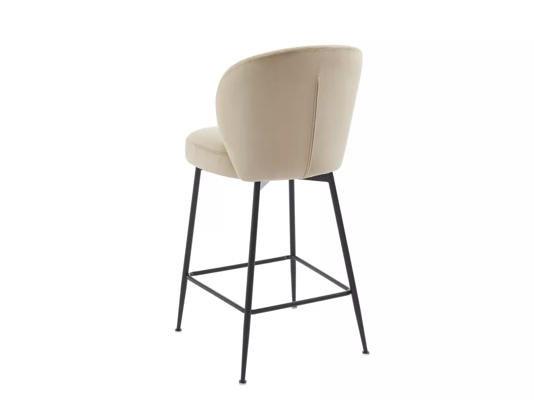 Lot de 2 tabourets de bar en velours et métal noir - Beige - POLPONA de Pascal MORABITO
