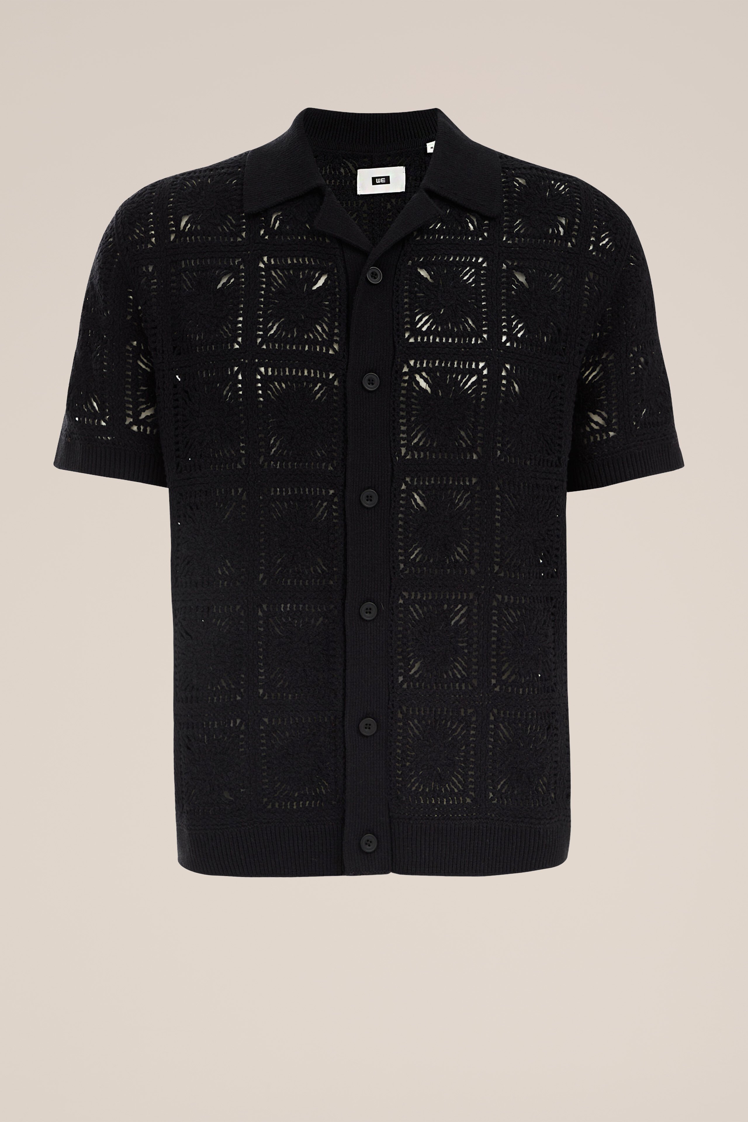 polo met opengewerkt dessin WE Fashion Zwart