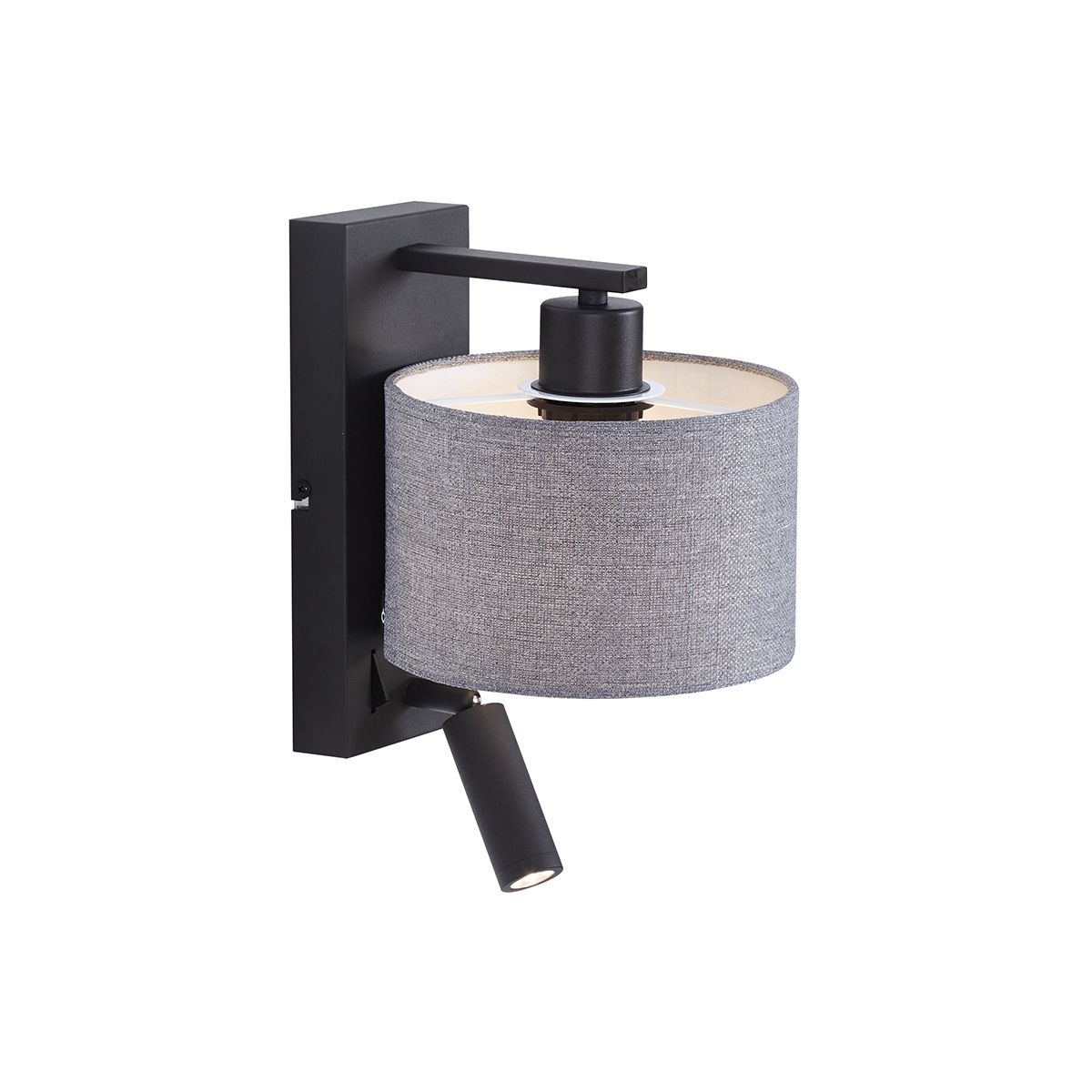 Moderne wandlamp zwart met grijs rond en leeslamp - Puglia