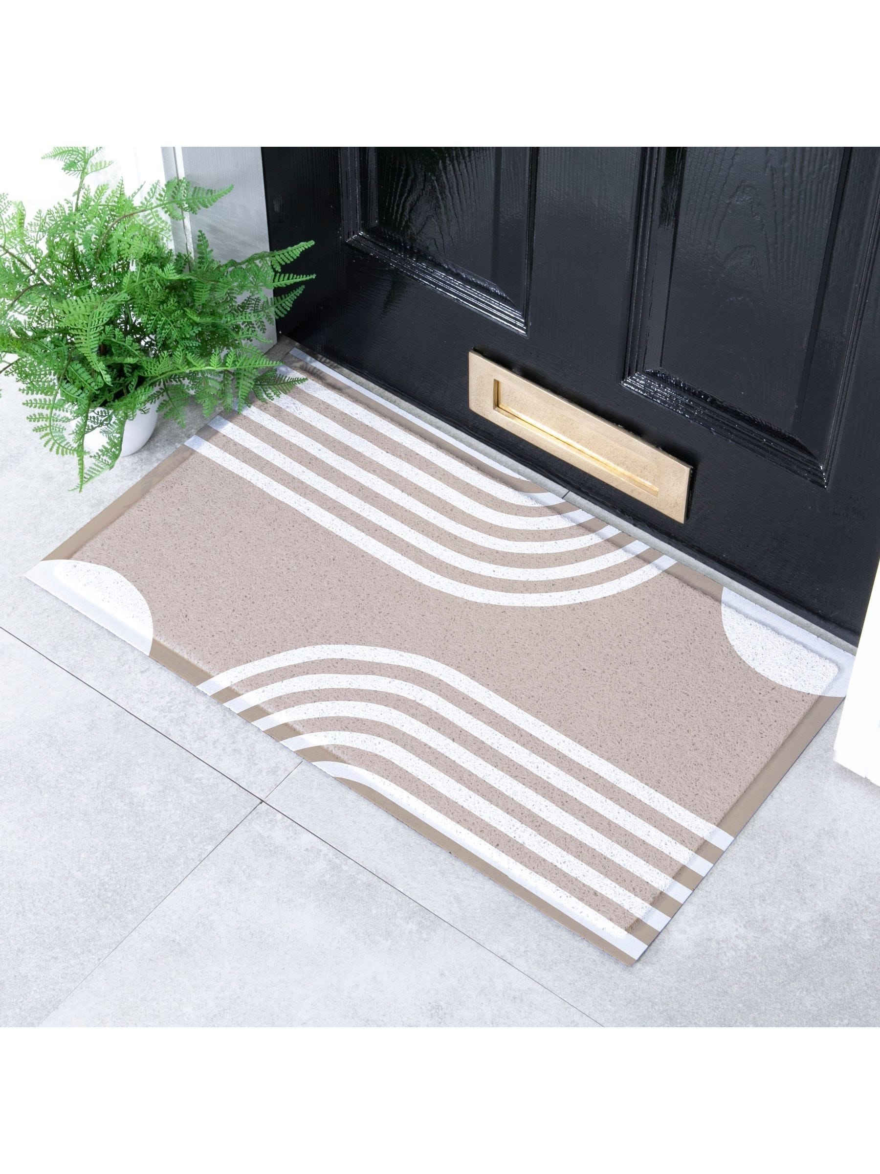 Artsy Mats Beige Abstract Lines Indoor Outdoor Doormat