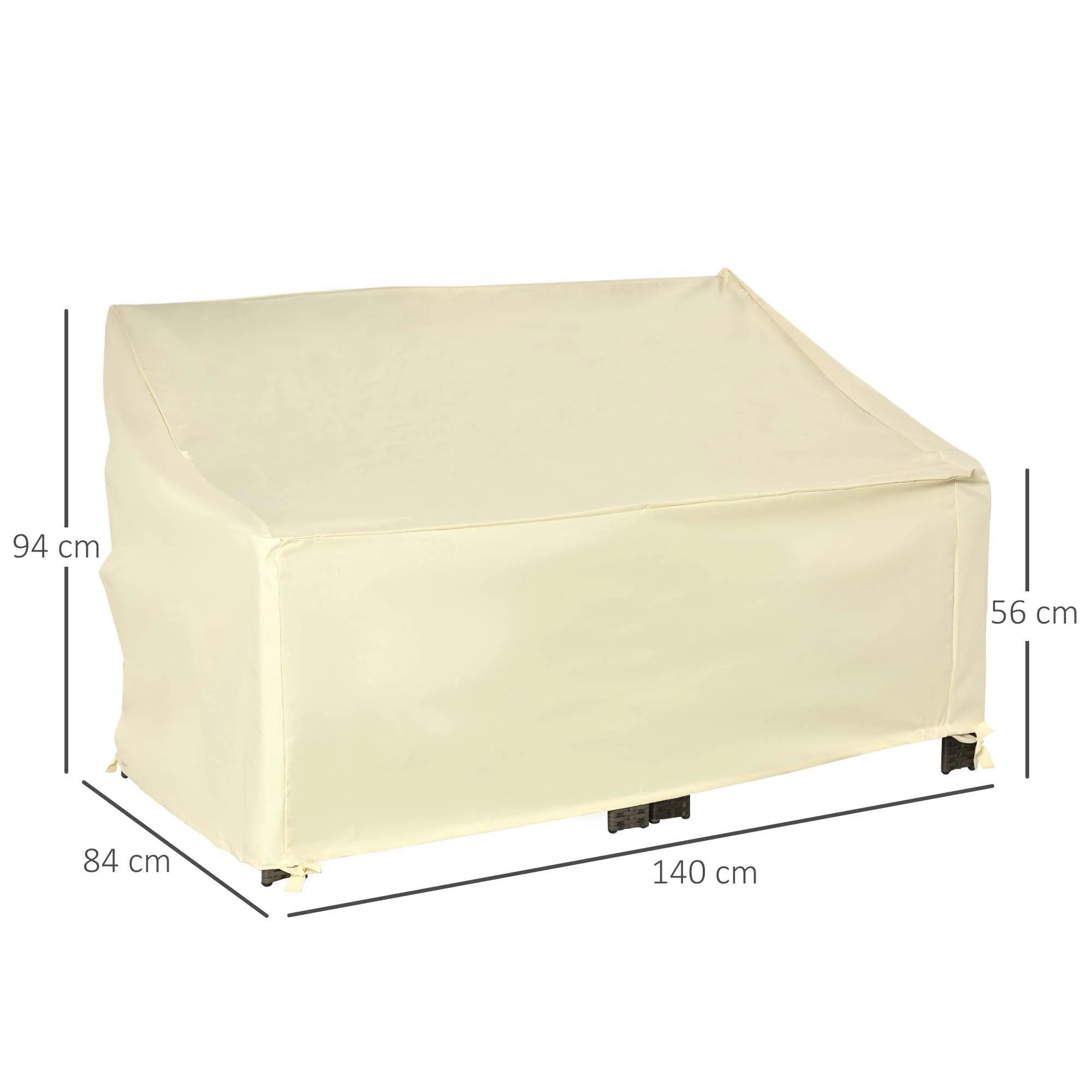 Capa protetora Outsunny para banco de 2 lugares, 140x84x56/94 cm, para móveis de exterior, em tecido Oxford 600D com revestimento impermeável, para jardim, pátio e terraço, cor creme.