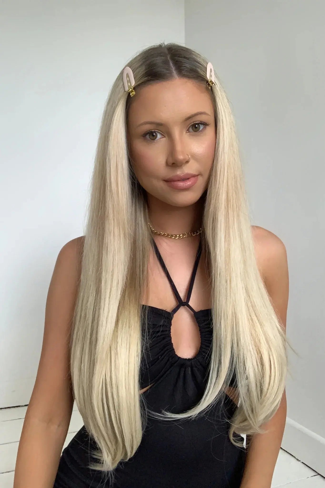 Super Thick 22 Inch 5 Piece Straight Clip In Hair Extensions Light Golden Blonde