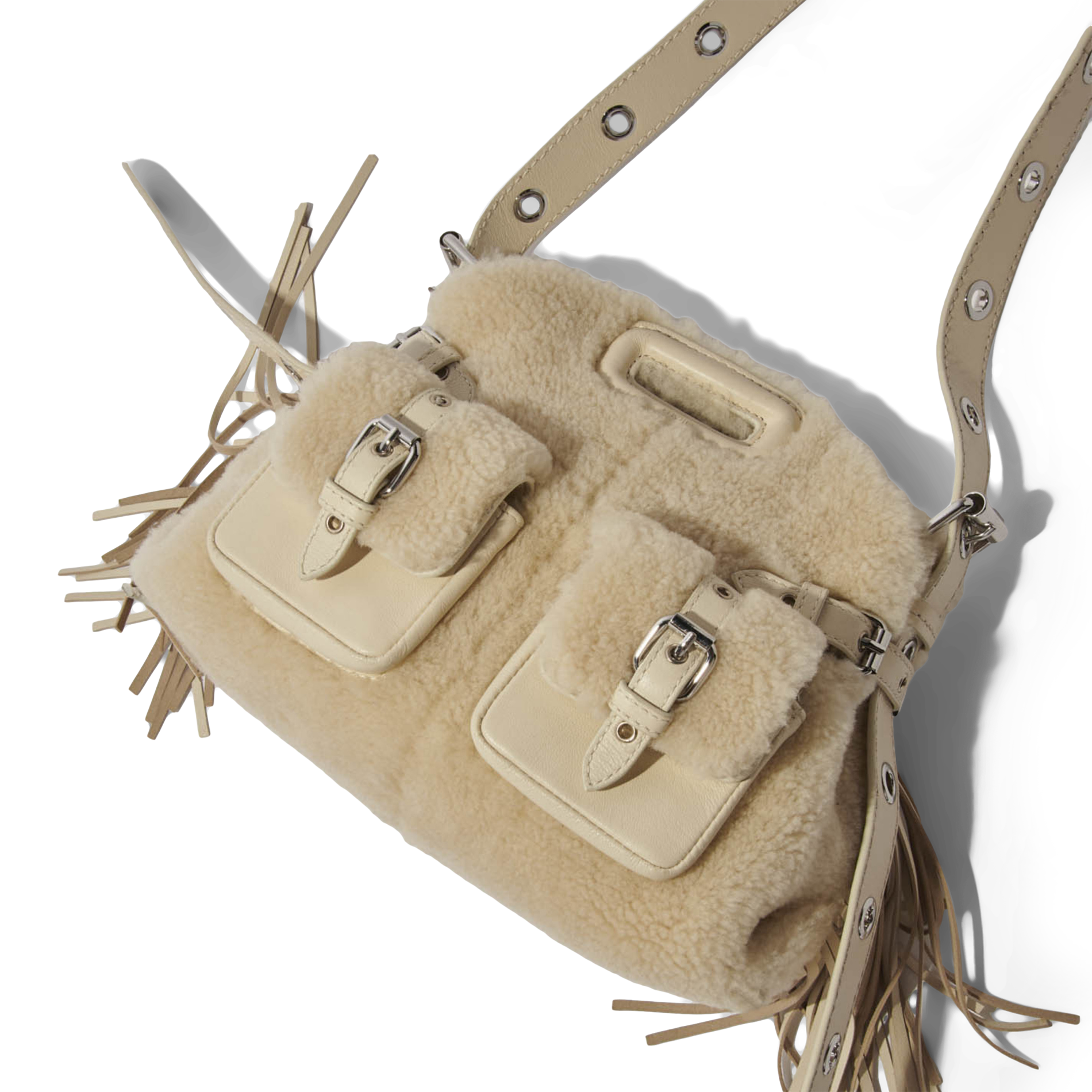 MISS M MINI MOUT POCKETS - Miss M Mini cargo effet fourrure | Blanc