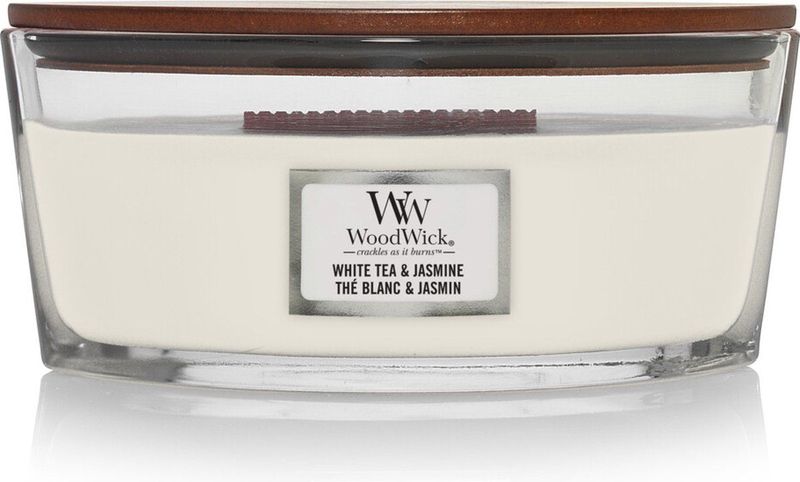 WoodWick - Ellipse - Geurkaars - White Tea & Jasmine - Houten Lont