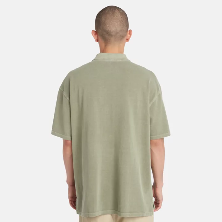 Polo court teint en plongée pour homme en vert