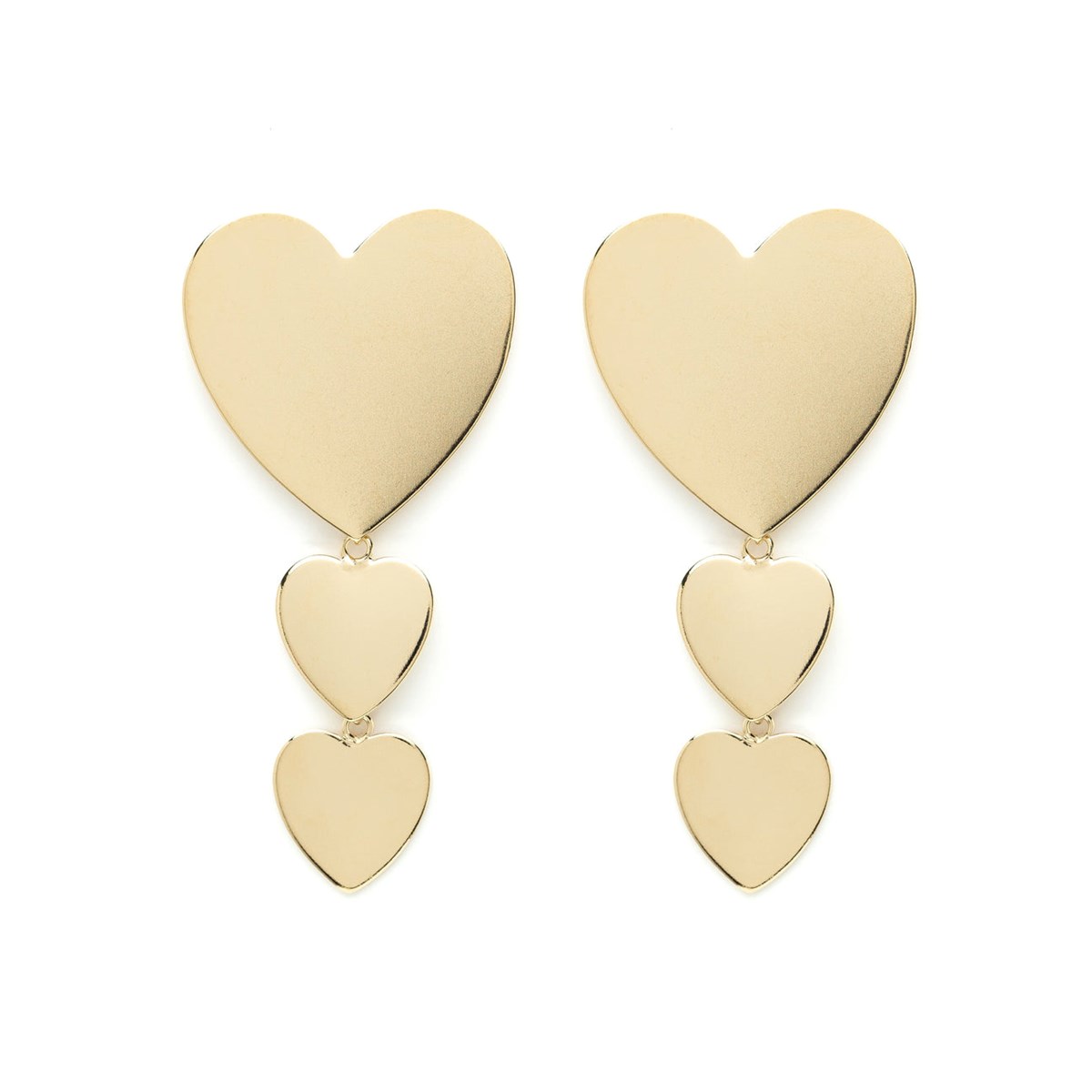 boucles d'oreilles puces pendantes coeurs doré à l'or fin - APHRODITE
