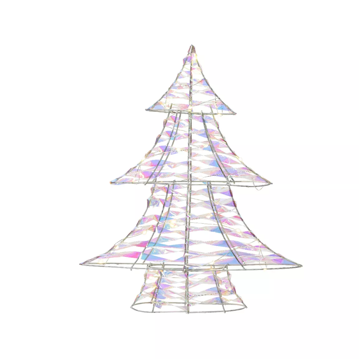 Sapin lumineux à piles 30 LED (H40 cm) Christmas Irisé/blanc chaud