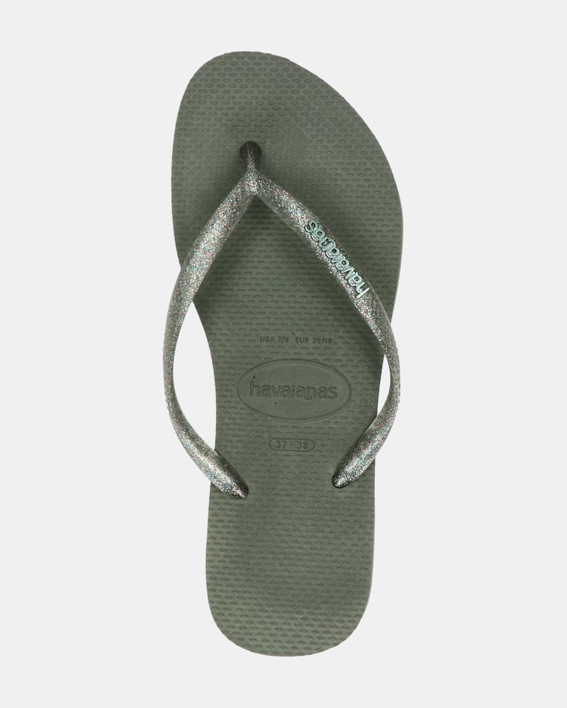 Havaianas Slim Logo Metallic Slippers  - groen